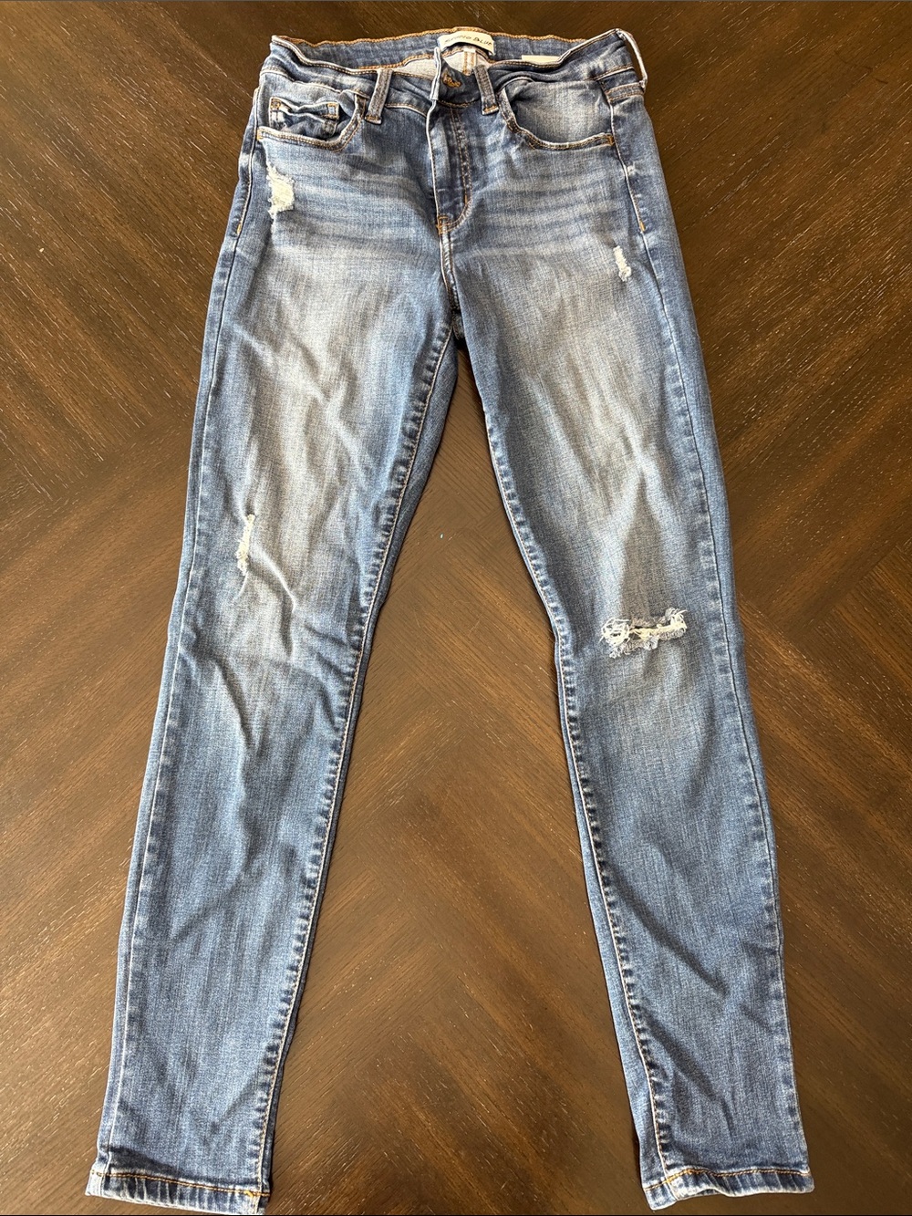 Women's Skinny Distressed High-Rise Jeans - Blue
